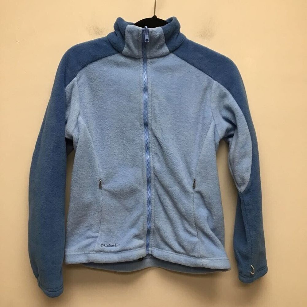 Columbia Womens Interchange Fleece Jacket Blue Waist Length Full Zip Mock Neck M